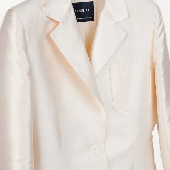 Ron Leal Vintage Classic Off White Raw Silk Blazer - Picture 3 of 9
